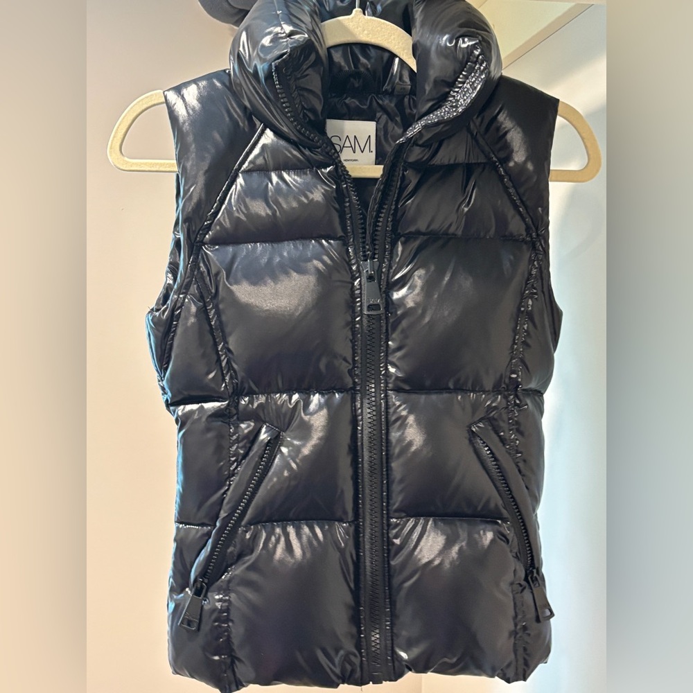 SAM. Shiny Black Quilted Vest
